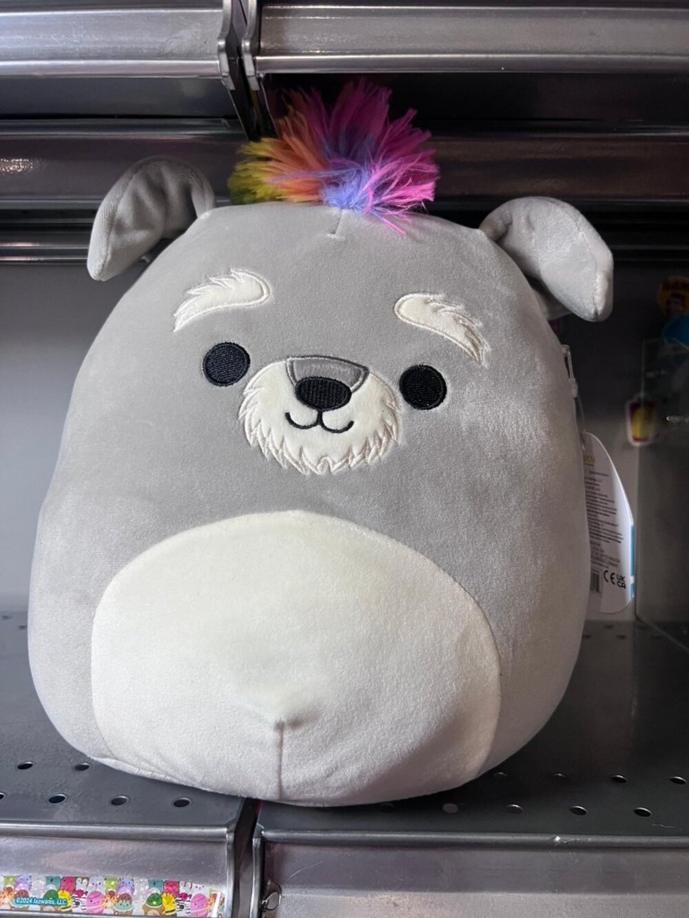 Squishmallows SquishDoos May Schnauzer Dog Plush 11" Gray Rainbow Hair 2022